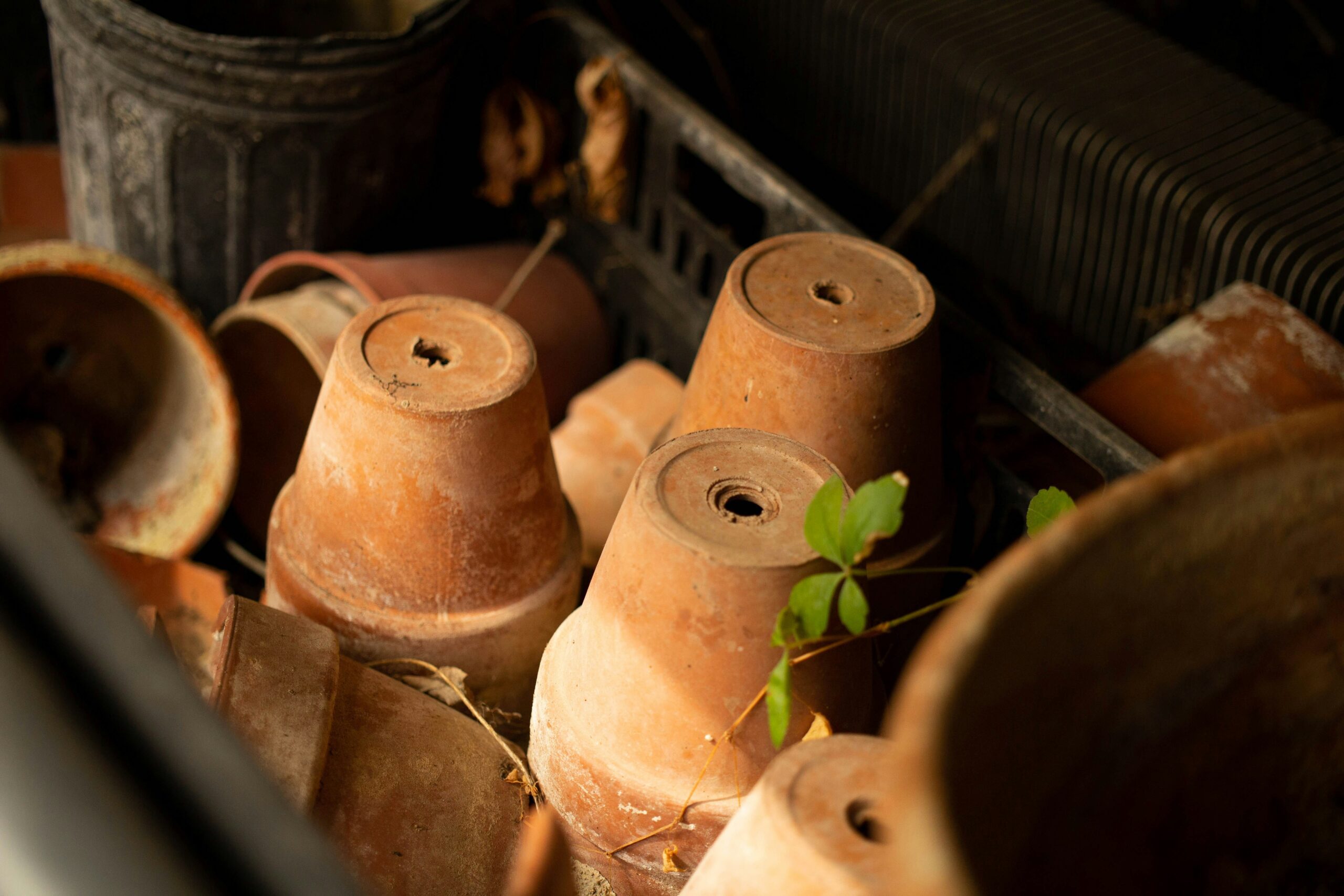 Stacked terracotta pots