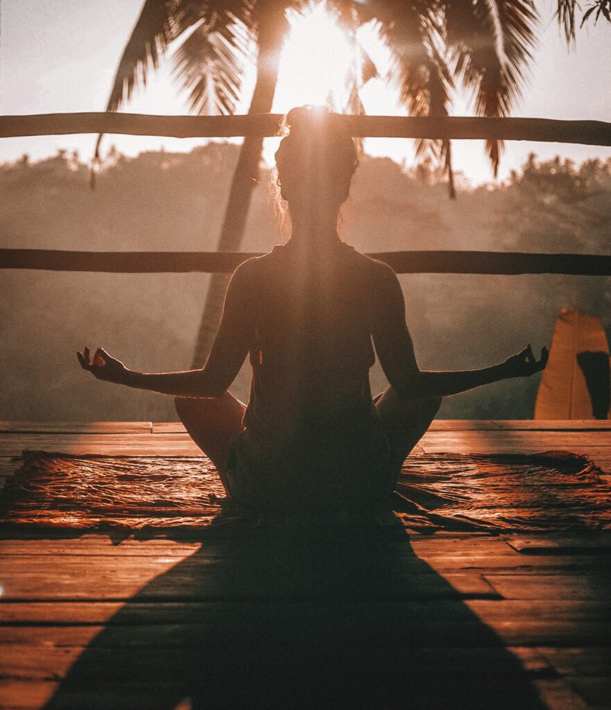 shadow of girl meditating